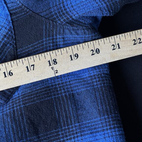 Vans Men Off the Wall Flannel Jacket Small Shacket Blue Black Plaid Sherpa Skate - Picture 10 of 12